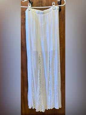 by & by White Maxi Skirt with Lace Insets